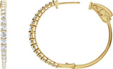 14K Gold Round Natural Diamond Accented Graduated Hoop Earrings - Yellow Gold - view 3