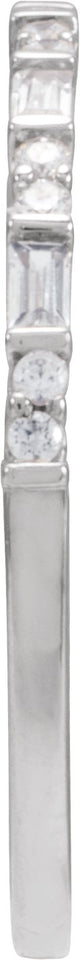 14K Gold Straight Baguette Natural Diamond Accented Stackable Ring – 1/5 CTW - White Gold - view 3