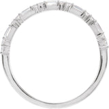 14K Gold Straight Baguette Natural Diamond Accented Stackable Ring – 1/5 CTW - White Gold - view 2