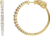 14K Gold Round Lab-Grown Diamond Accented Graduated Hoop Earrings - Yellow Gold