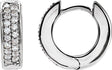 14K Gold Round Natural Diamond Accented Hinged Hoop Earrings – 1.2mm Stones - White Gold