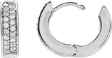 14K Gold Round Natural Diamond Accented Hinged Hoop Earrings – 1.2mm Stones - White Gold - view 3