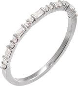 14K Gold Straight Baguette Natural Diamond Accented Stackable Ring – 1/5 CTW - White Gold