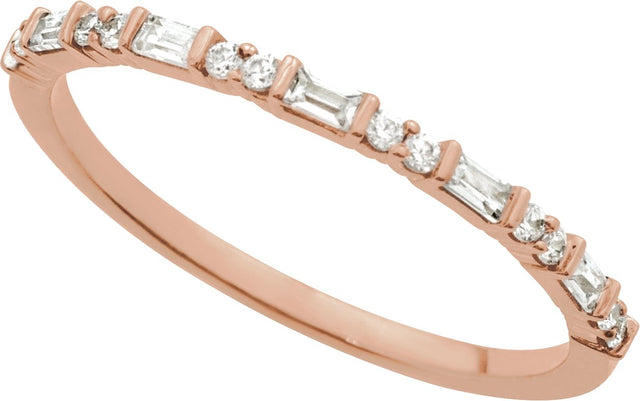 14K Gold Straight Baguette Natural Diamond Accented Stackable Ring – 1/5 CTW - Rose Gold - view 4