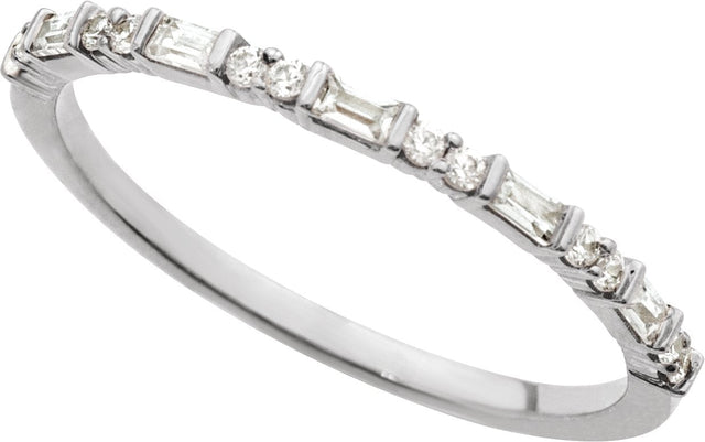 14K Gold Straight Baguette Natural Diamond Accented Stackable Ring – 1/5 CTW - White Gold - view 4
