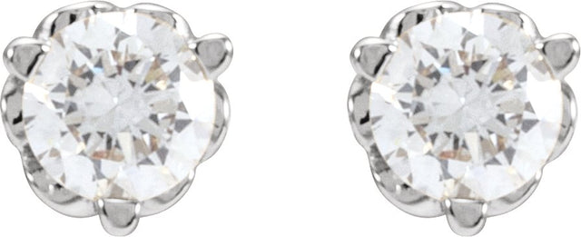 14K Gold Natural Diamond Round 3-Prong Infinity-Inspired Stud Earrings - White Gold - view 2