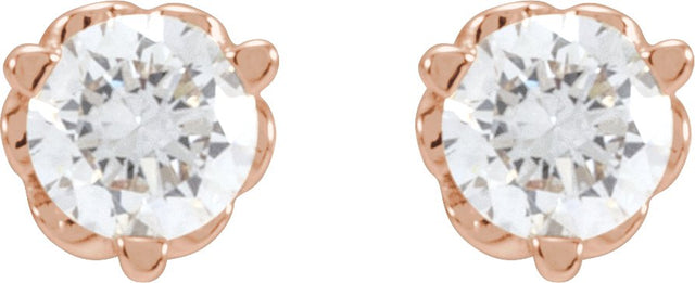 14K Gold Lab-Grown Diamond Round 3-Prong Infinity-Inspired Stud Earrings - Rose Gold - view 2
