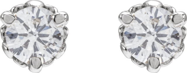 Platinum Natural Diamond Round 3-Prong Infinity-Inspired Stud Earrings - view 2