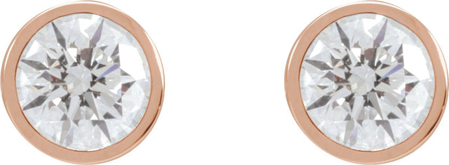14K Gold Lab-Grown Diamond Round Bezel-Set Cocktail-Style Stud Earrings - Rose Gold - view 2
