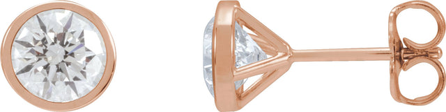 14K Gold Natural Diamond Round Bezel-Set Cocktail-Style Stud Earrings - Rose Gold