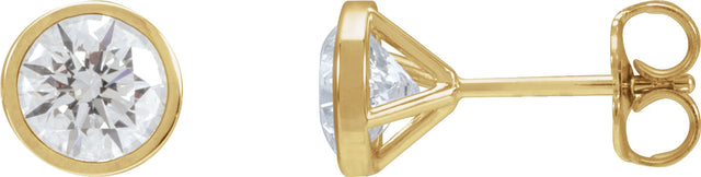 14K Gold Lab-Grown Diamond Round Bezel-Set Cocktail-Style Stud Earrings - Yellow Gold