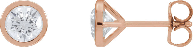 14K Gold Natural Diamond Round Bezel-Set Cocktail-Style Stud Earrings - Rose Gold