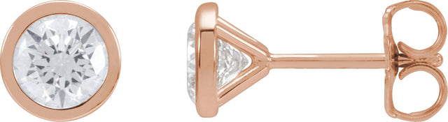 14K Gold Natural Diamond Round Bezel-Set Cocktail-Style Stud Earrings - Rose Gold