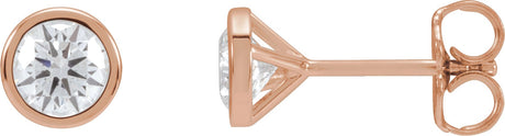 14K Gold Lab-Grown Diamond Round Bezel-Set Cocktail-Style Stud Earrings - Rose Gold