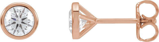 14K Gold Lab-Grown Diamond Round Bezel-Set Cocktail-Style Stud Earrings - Rose Gold