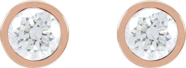 14K Gold Lab-Grown Diamond Round Bezel-Set Cocktail-Style Stud Earrings - Rose Gold - view 2