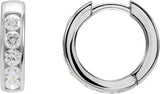 14K Gold Round Lab-Grown Diamond Hinged Hoop Earrings - White Gold