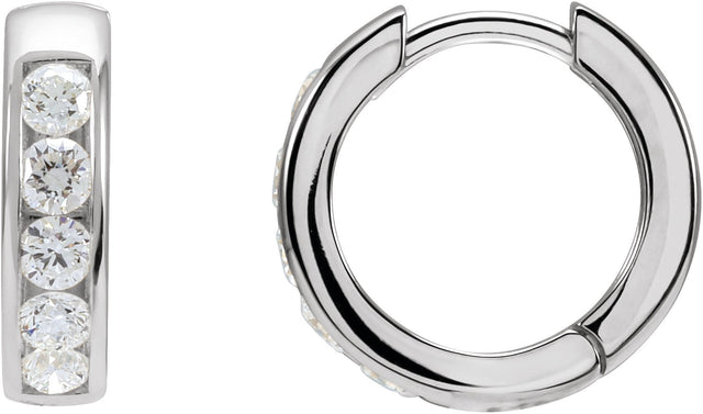 14K Gold Round Natural Diamond Hinged Hoop Earrings – 2-2.5mm Stones - White Gold