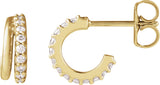 14K Gold Round Natural Diamond Accented Hoop Earrings IX - Yellow Gold - view 2