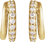 14K Gold Round Lab-Grown Diamond Accented Hoop Earrings – 1.2mm Stones - Yellow Gold - view 3