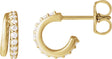 14K Gold Round Natural Diamond Accented Hoop Earrings IX - Yellow Gold