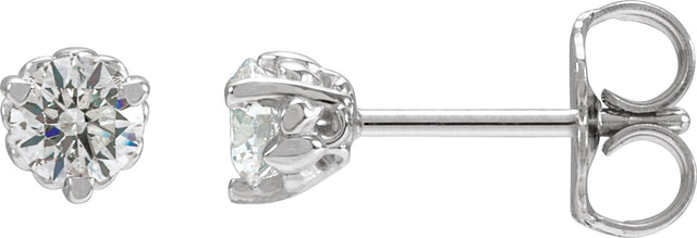 14K Gold Lab-Grown Diamond Round 3-Prong Fleur-de-lis Earrings - White Gold