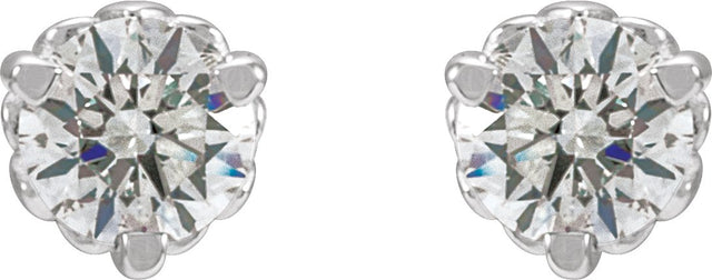 14K Gold Lab-Grown Diamond Round 3-Prong Fleur-de-lis Earrings - White Gold - view 2