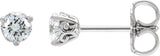 14K Gold Natural Diamond Round 3-Prong Scroll Stud Earrings – 3-4mm Stones - White Gold