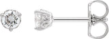 14K Gold Natural Diamond Round 3-Prong Scroll Stud Earrings – 3-4mm Stones - White Gold