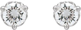 14K Gold Lab-Grown Diamond Round 3-Prong Scroll Stud Earrings – 1-4mm Stones - White Gold - view 2