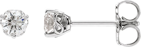 14K Gold Lab-Grown Diamond Round 3-Prong Infinity-Inspired Stud Earrings - White Gold