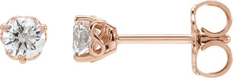 14K Gold Lab-Grown Diamond Round 3-Prong Infinity-Inspired Stud Earrings - Rose Gold