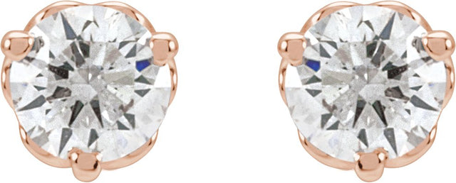 14K Gold Lab-Grown Diamond Round 3-Prong Infinity-Inspired Stud Earrings - Rose Gold - view 2