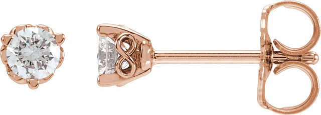14K Gold Lab-Grown Diamond Round 3-Prong Infinity-Inspired Stud Earrings - Rose Gold