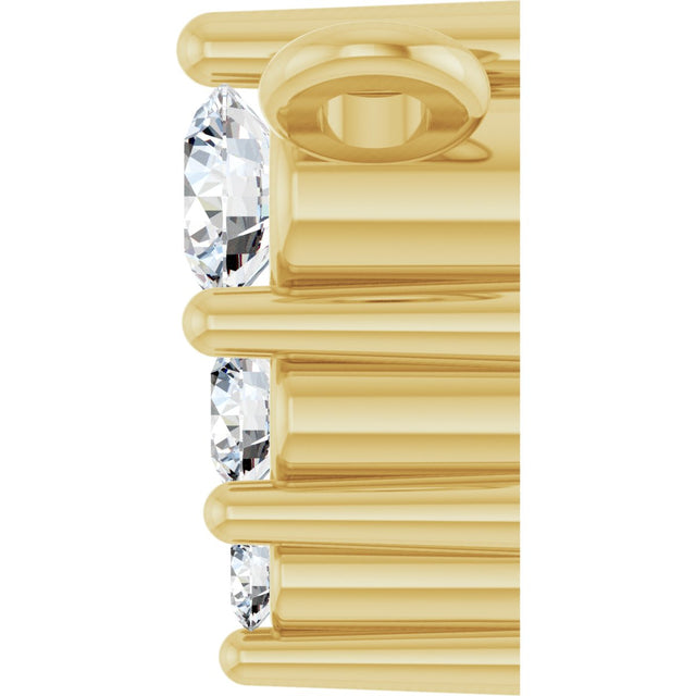 14K Gold Round Natural Diamond Accented Graduated Bar Necklace - Yellow Gold - view 3