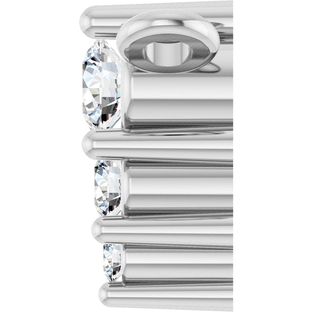 14K Gold Round Natural Diamond Accented Graduated Bar Necklace - White Gold - view 3