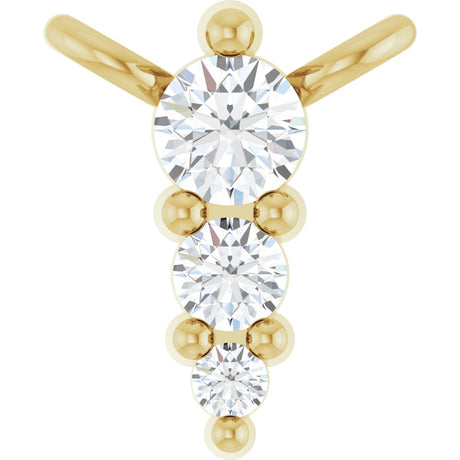 14K Gold Round Lab-Grown Diamond Accented Graduated Bar Necklace - Yellow Gold