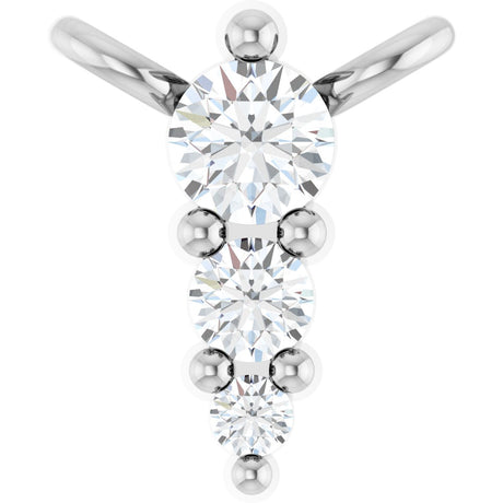 Platinum Round Natural Diamond Accented Graduated Bar Necklace