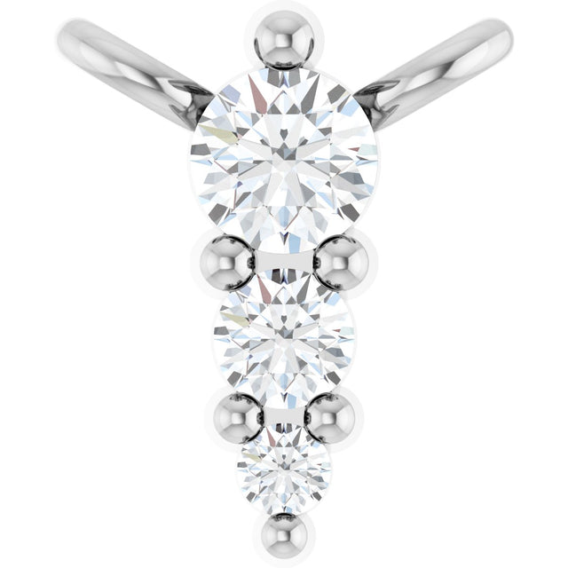 14K Gold Round Natural Diamond Accented Graduated Bar Necklace - White Gold