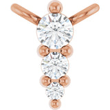 14K Gold Round Lab-Grown Diamond Accented Graduated Bar Necklace - Rose Gold