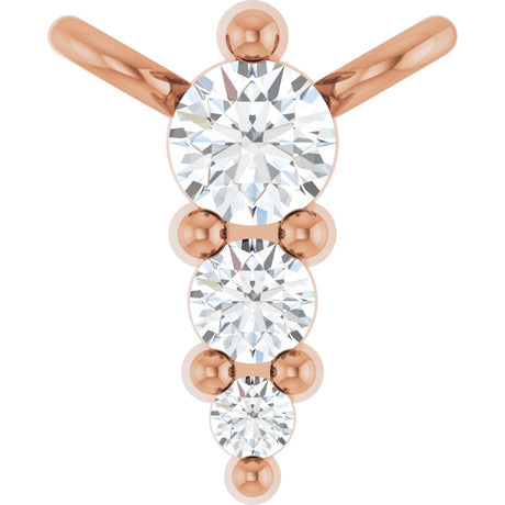 14K Gold Round Lab-Grown Diamond Accented Graduated Bar Necklace - Rose Gold