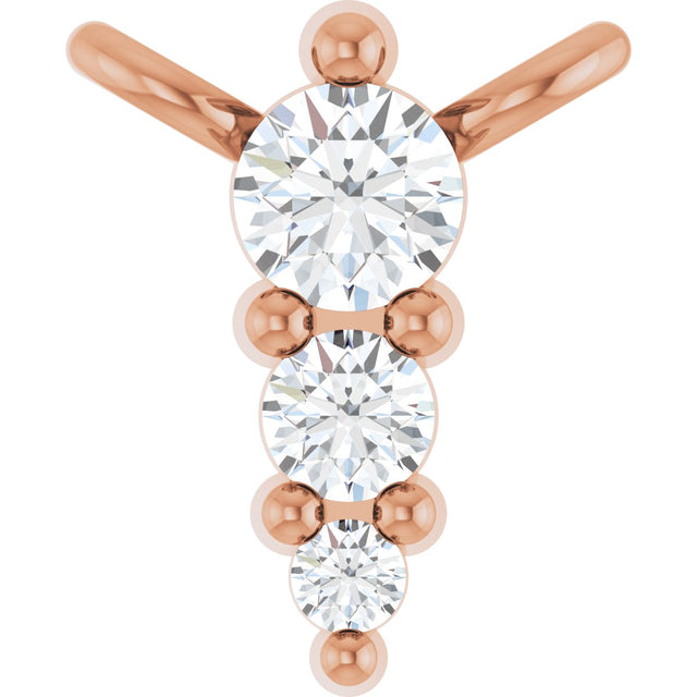 14K Gold Round Lab-Grown Diamond Accented Graduated Bar Necklace - Rose Gold