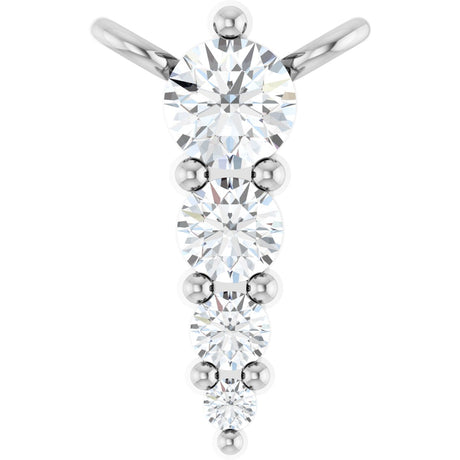 14K Gold Round Lab-Grown Diamond Accented Graduated Bar Necklace - White Gold
