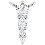 Platinum Round Lab-Grown Diamond Accented Graduated Bar Necklace