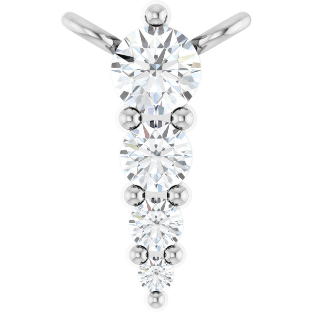 14K Gold Round Natural Diamond Accented Graduated Bar Necklace - White Gold