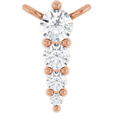 14K Gold Round Lab-Grown Diamond Accented Graduated Bar Necklace - Rose Gold