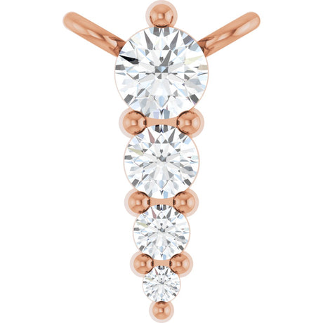 14K Gold Round Lab-Grown Diamond Accented Graduated Bar Necklace - Rose Gold