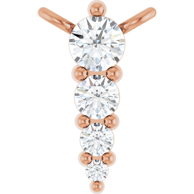 14K Gold Round Lab-Grown Diamond Accented Graduated Bar Necklace - Rose Gold