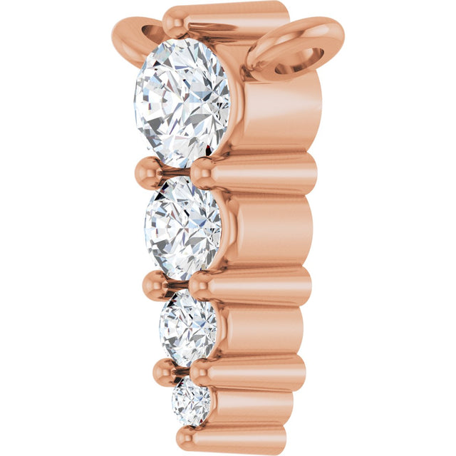 14K Gold Round Natural Diamond Accented Graduated Bar Necklace - Rose Gold - view 2