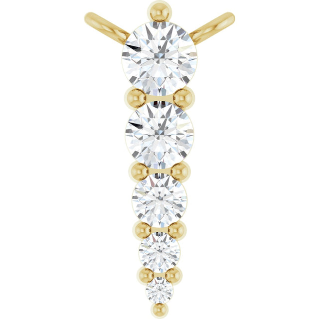 14K Gold Round Lab-Grown Diamond Accented Graduated Bar Necklace - Yellow Gold